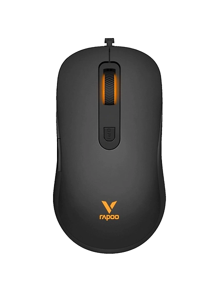 Rapoo V16 with Ergonomic ambidextrous design, Adjustable 2k DPI, 8G acceleration,Breathing light with cyclical changes,Onboard Memory light weight Black.-1