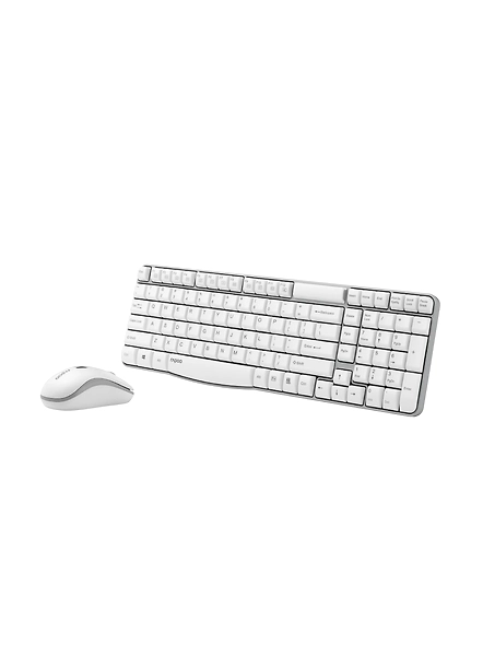 Rapoo X1800S 2.4GHz Wireless Optical Keyboard &amp; Mouse Combo, 10 Meter Transmission Range, Spill-resistant Design, 1000 DPI Mouse, Fn Keys, 12 Multimedia Functions, 3 Years Warranty - White-1127
