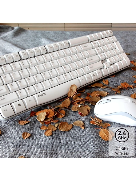 Rapoo X1800S 2.4GHz Wireless Optical Keyboard &amp; Mouse Combo, 10 Meter Transmission Range, Spill-resistant Design, 1000 DPI Mouse, Fn Keys, 12 Multimedia Functions, 3 Years Warranty - White-4