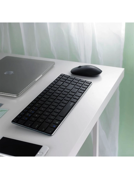 Rapoo 9300m Multi-Device Bluetooth + 2.4Ghz Wireless Keyboard &amp; Mouse Combo Ultra Slim Design, Spill-Resistant, Anodized Aluminum Body Compatible with Windows/PC/Chromebook, 3 Years Warranty - Black-2