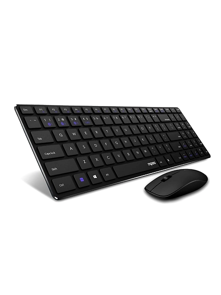Rapoo 9300m Multi-Device Bluetooth + 2.4Ghz Wireless Keyboard &amp; Mouse Combo Ultra Slim Design, Spill-Resistant, Anodized Aluminum Body Compatible with Windows/PC/Chromebook, 3 Years Warranty - Black-4