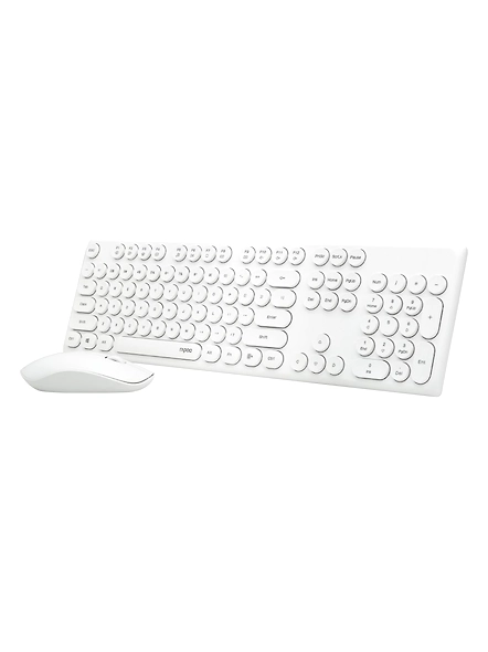 Rapoo X260 Wireless Keyboard and Mouse Combo set 2.4 Ghz with Type Writer Key- White-1119