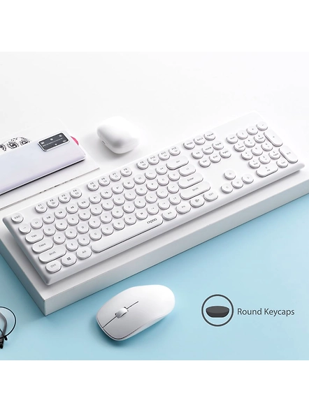 Rapoo X260 Wireless Keyboard and Mouse Combo set 2.4 Ghz with Type Writer Key- White-4
