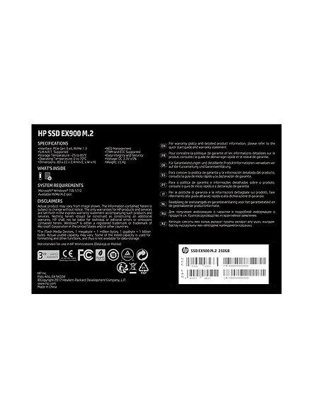 HP EX900 M.2 250GB PCIe 3.0 x4 NVMe 3D TLC NAND Internal Solid State Drive (SSD)-2YY43AA-3