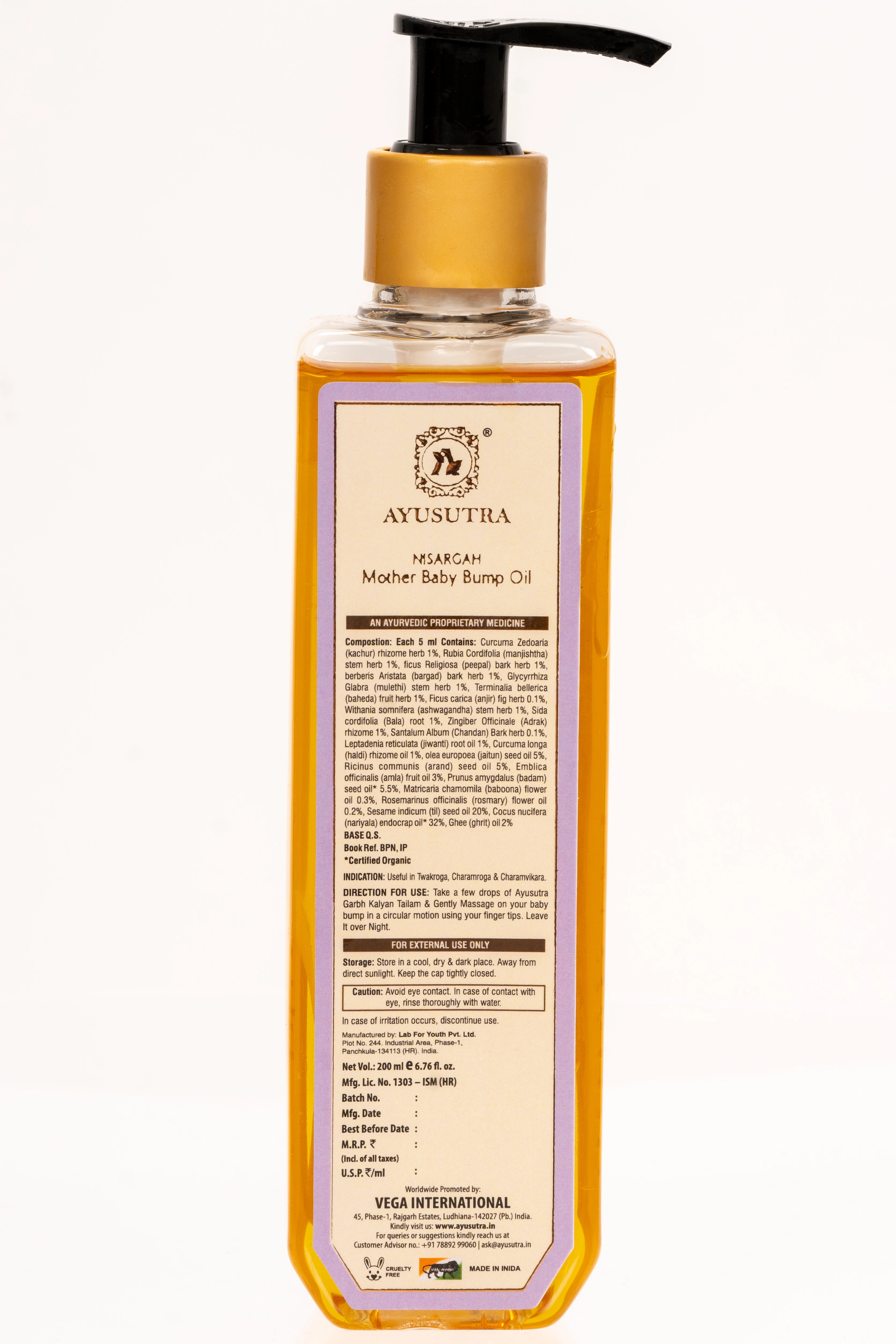 Ayusutra Mothers Baby Bump Oil (Garbh Kalyan Tailam)-200ml-2