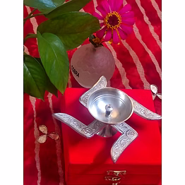 jyoticreation german silver swastik diya