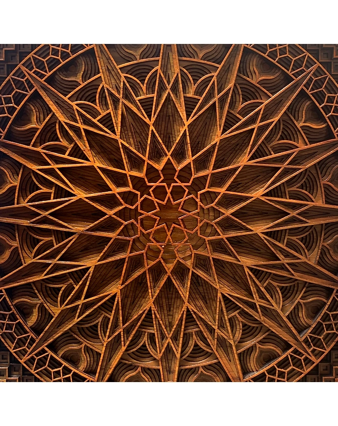 Luxury Teak Wood - Astral Arcane- Wall Decor with Intricate Patterns from the House of TAZMIC-12347510