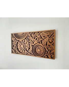 Luxury Teak Wood - Sylvan Chakra- Wall Decor with Intricate Patterns from the House of TAZMIC