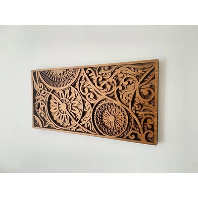 Luxury Teak Wood - Sylvan Chakra- Wall Decor with Intricate Patterns from the House of TAZMIC