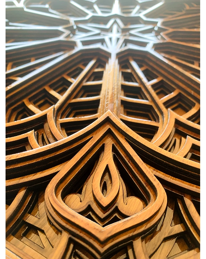 Intricate Multi-Layer Wooden Wall Art - Clematis - Oak Wood - Luxury Decor - House of TAZMIC-2