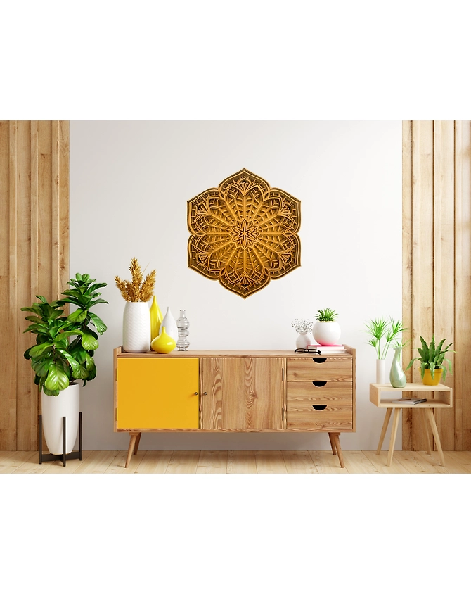 Intricate Multi-Layer Wooden Wall Art - Clematis - Oak Wood - Luxury Decor - House of TAZMIC-1