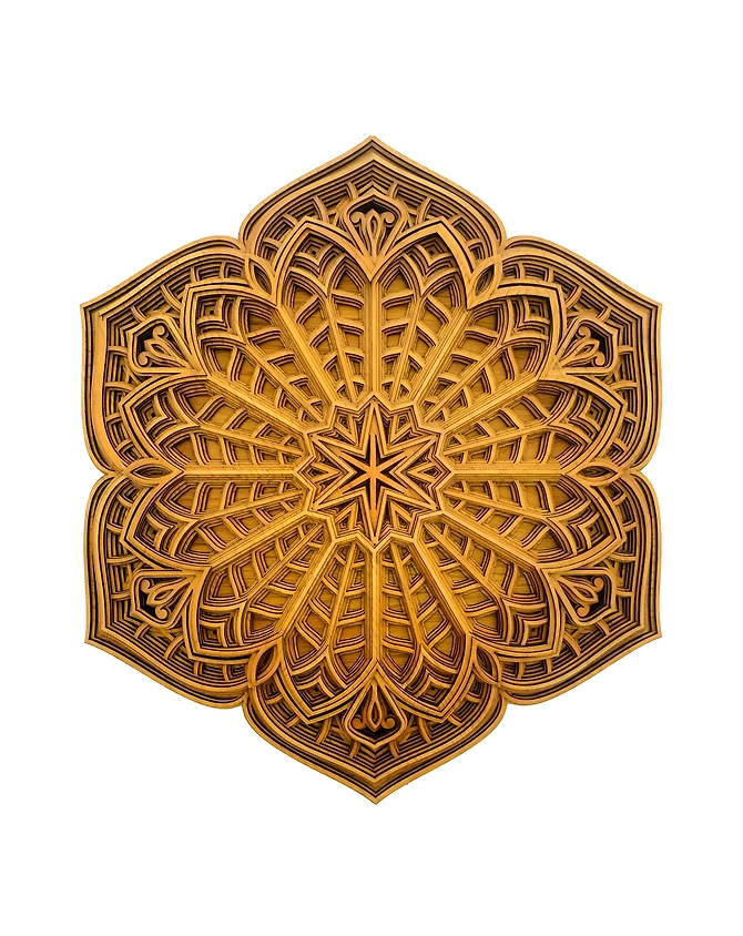 Intricate Multi-Layer Wooden Wall Art - Clematis - Oak Wood - Luxury Decor - House of TAZMIC-12347514