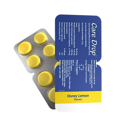 CareDrop Care Drop Honey Lemon Ayurvedic Lozenges I 80 Tablets | Pack of 10