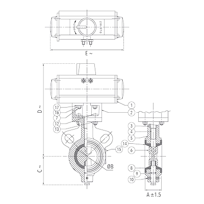 Pneumatic butterfly valve-2