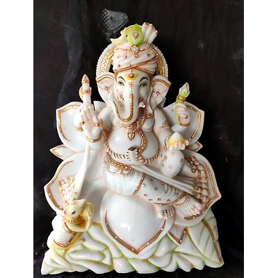 Ganesh White Marble Statue LGI 1004