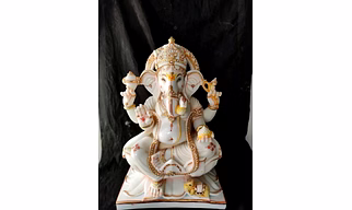 Ganesh White Marble Statue LGI 1005