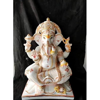 Ganesh White Marble Statue LGI 1005