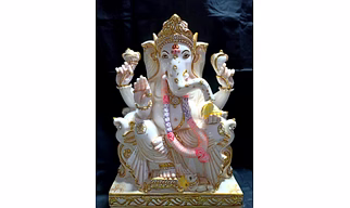 Ganesh White Marble Statue LGI 1009