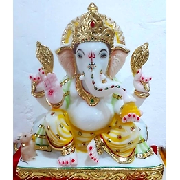 Ganesh White Marble Statue LGI 1019