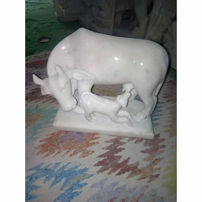 kamdhenu cow marble statue kc 1002
