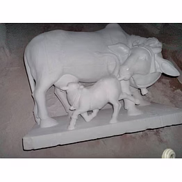kamdhenu cow marble statue kc 1003