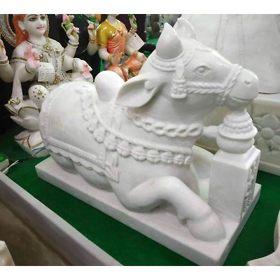 Nandi black and white stone Marble Statue NBW 1002