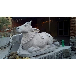 Nandi black and white stone Marble Statue NBW 1003