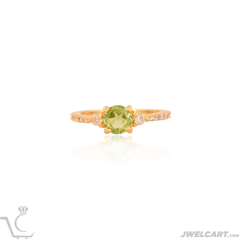 Peridot Gemstone 22k Gold Plated Silver Designer Ring-12349782