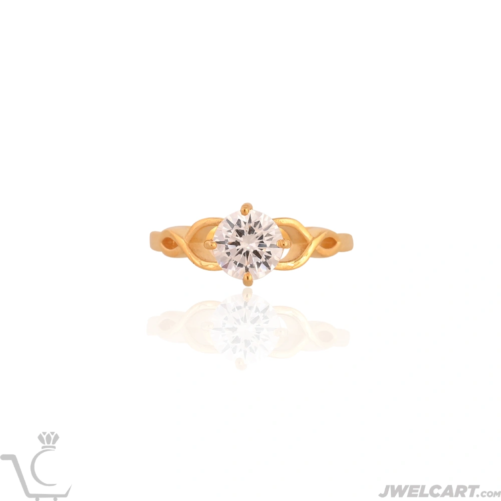 American Diamond 22K Gold Plating Silver Ring-12349786