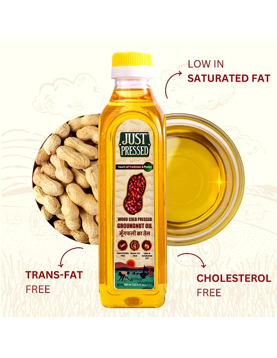 Groundnut Oil Cold Pressed Oil | 100% Pure Peanut Oil | Unrefined &amp; Zero Additives | Ground Nut Oil for Healthy Cooking and Daily Cooking | Moongphali Ka Tel | Kachi Ghani Oil | Wood Cold Pressed Oil | Groundnut Oil 1000 ML-1