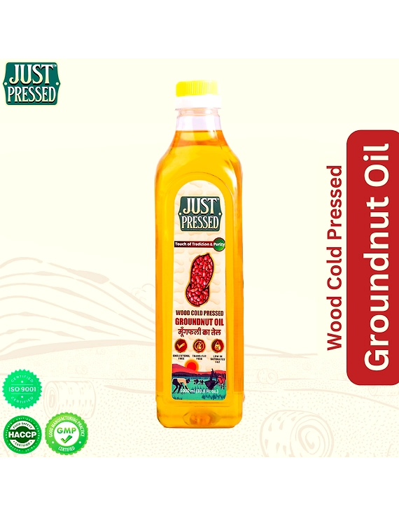 Groundnut Oil Cold Pressed Oil | 100% Pure Peanut Oil | Unrefined &amp; Zero Additives | Ground Nut Oil for Healthy Cooking and Daily Cooking | Moongphali Ka Tel | Kachi Ghani Oil | Wood Cold Pressed Oil | Groundnut Oil 1000 ML-12357184