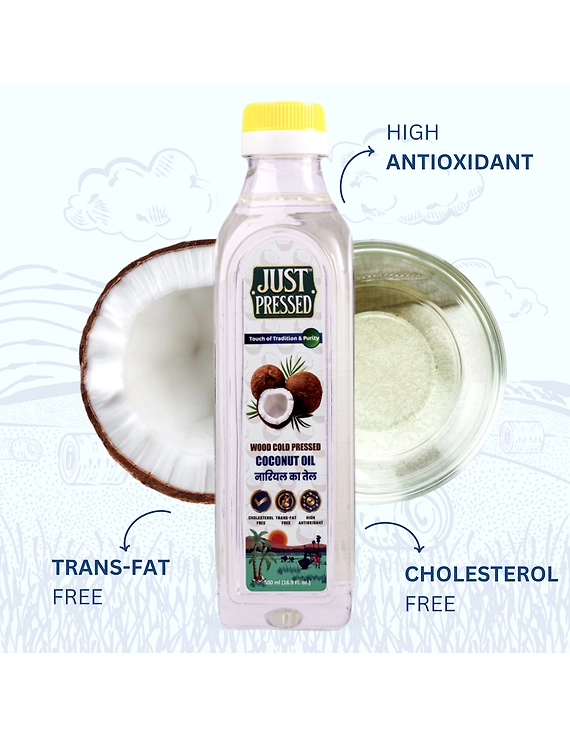 Coconut Wood Pressed Oil (Chekku) Cold Pressed Coconut Oil, 100% Pure &amp; Natural Untreated &amp; Unrefined Coconut oil for Healthy Cooking | Kachi Ghani Oil | Wood Cold Pressed Oil | Coconut Oil (1000 ml)-500 ML-2