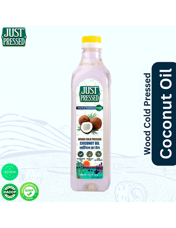 Coconut Wood Pressed Oil (Chekku) Cold Pressed Coconut Oil, 100% Pure &amp; Natural Untreated &amp; Unrefined Coconut oil for Healthy Cooking | Kachi Ghani Oil | Wood Cold Pressed Oil | Coconut Oil (1000 ml)-12379144