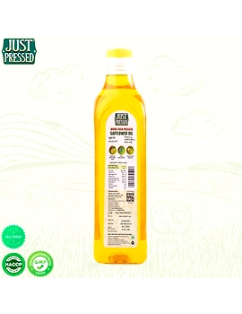 Just Pressed Cold Pressed Safflower Oil | 100% Pure Safflower Kusum Saffola Oil | Unrefined &amp; Zero Additives | Healthy Heart Oil | Saffola Hero Ingredient | Kachi Ghani Oil | Wood Cold Pressed Oil | Safflower Oil 1000 ML-1000 ML-1-sm