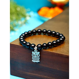 svelandre "night guardian: authentic, natural aaa gemstone unisex bracelet for wellness,balance,positive energy,healing - black tourmaline bracelet with owl charm (7-7.25 inc, 8 mm)