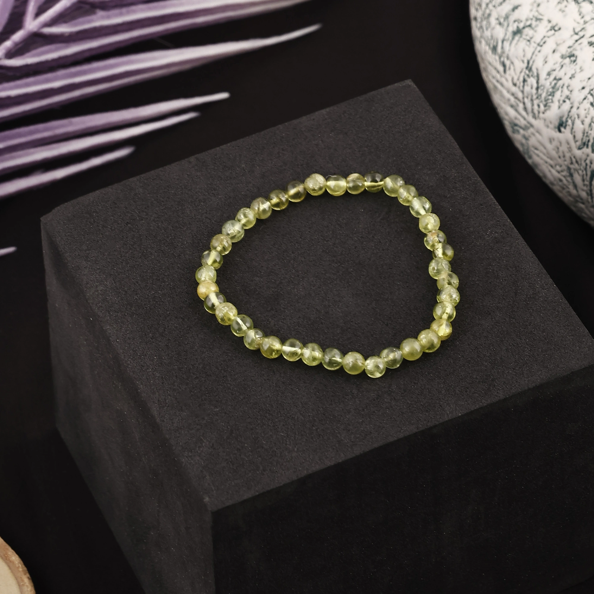 &quot;Peridot Serenity: Authentic, Natural AAA Gemstone Unisex Bracelet for Wellness,Balance,Positive Energy,Healing - Green Peridot Bracelet (7-7.25 Inc, 5MM)-PEB-018