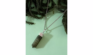 Enigmatic Glow: Authentic, Natural AAA Gemstone Unisex Pencil Pendant With Chain  for Wellness,Balance,Positive Energy,Healing - Labradorite (30-35mm)