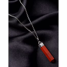 svelandre ember essence: 100% authentic, natural aaa gemstone unisex pencil pendant with chain for wellness,balance, positive energy,healing - red jasper (30-35mm)