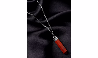 Ember Essence: 100% Authentic, Natural AAA Gemstone Unisex Pencil Pendant With Chain for Wellness,Balance, Positive Energy,Healing - Red Jasper  (30-35mm)