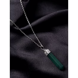 svelandre jade serenity: authentic, natural aaa gemstone unisex pencil pendant with chain for wellness,balance,positive energy,healing - green jade (30-35mm)