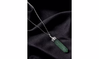 Harmony Haven:  Authentic, Natural AAA Gemstone Unisex Pencil Pendant With Chain  for Wellness,Balance,Positive Energy,Healing - Green Aventurine (30-35mm)