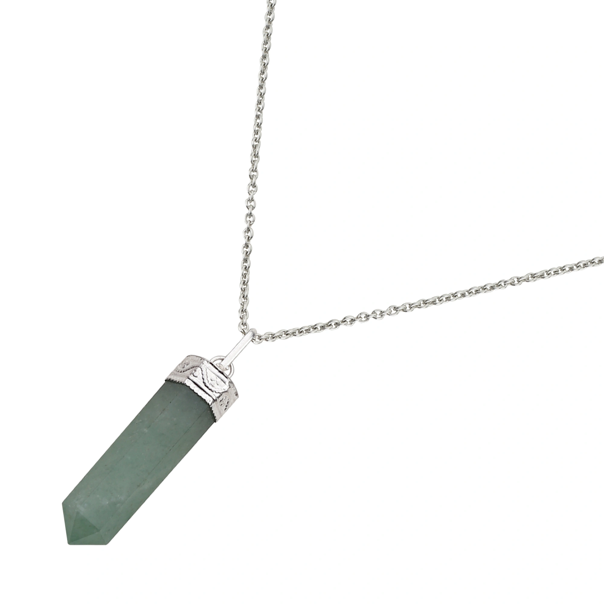 Harmony Haven:  Authentic, Natural AAA Gemstone Unisex Pencil Pendant With Chain  for Wellness,Balance,Positive Energy,Healing - Green Aventurine (30-35mm)-Green-30-1