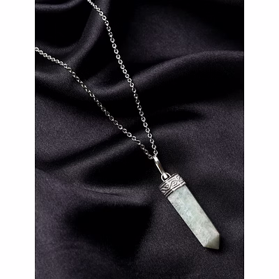 svelandre tranquil tide: authentic, natural aaa gemstone unisex pencil pendant with chain for wellness,balance,positive energy,healing - amazonite (30-35mm)