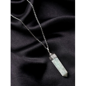 Tranquil Tide: Authentic, Natural AAA Gemstone Unisex Pencil Pendant With Chain  for Wellness,Balance,Positive Energy,Healing - Amazonite (30-35mm)