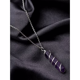 svelandre zen zephyr: authentic, natural aaa gemstone wrap around unisex pendant with chain for wellness,balance,positive energy,healing - amethyst (30-35mm)