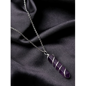 Zen Zephyr: Authentic, Natural AAA Gemstone Wrap around Unisex Pendant With Chain  for Wellness,Balance,Positive Energy,Healing - Amethyst  (30-35mm)