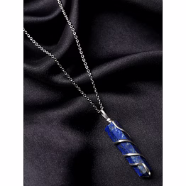 svelandre serenity spiral: authentic, natural aaa gemstone wrap around unisex pendant with chain for wellness,balance,positive energy,healing - blue lapis lazzuli (30-35mm)