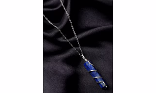 Serenity Spiral: Authentic, Natural AAA Gemstone Wrap around Unisex Pendant With Chain  for Wellness,Balance,Positive Energy,Healing - Blue Lapis Lazzuli (30-35mm)
