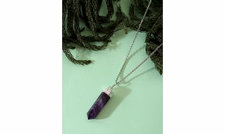 Spiritual Serenity: Authentic Natural AAA Gemstone Unisex Pencil Pendant With Chain  for Wellness,Balance,Positive Energy,Healing - Amethyst  (30-35mm)