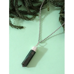 Vitality Vitalizer: 100% Authentic, Natural AAA Gemstone Unisex Pencil Pendant With Chain  for Wellness,Balance,Positive Energy,Healing - Bloodstone (30-35mm)